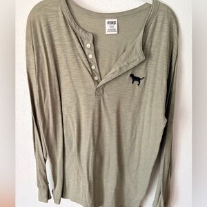 PINK Victoria's Secret Sage Long Sleeve Henley